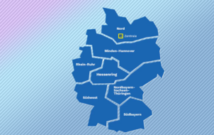 Karte mit den heutigen Edeka-Regionen.
