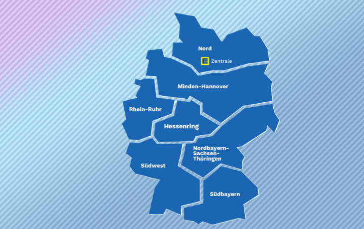 Karte mit den heutigen Edeka-Regionen.