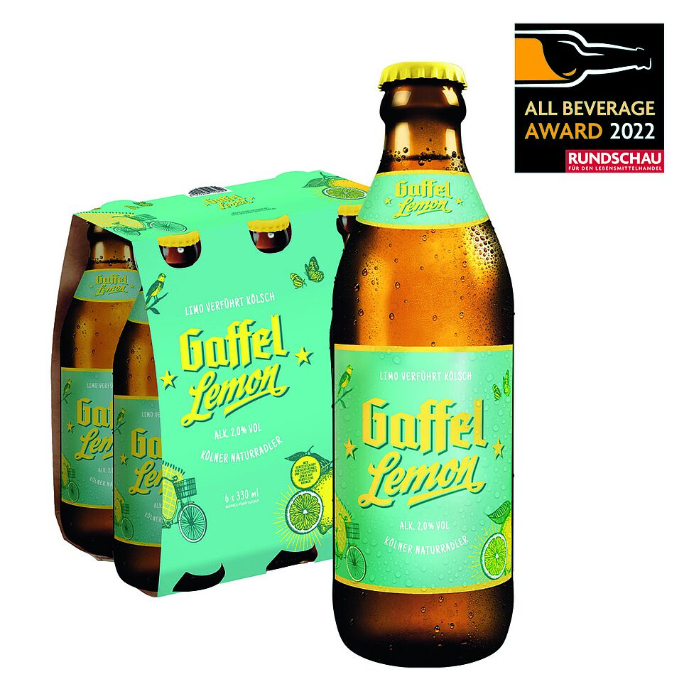 Privatbrauerei Gaffel, Gaffel Lemon: Radler aus 40 % Gaffel Kölsch sowie 60 % naturtrüber Zitronenlimonade. Erhältlich in der 0,5-l-Dose und 0,33-l-Euroflasche.